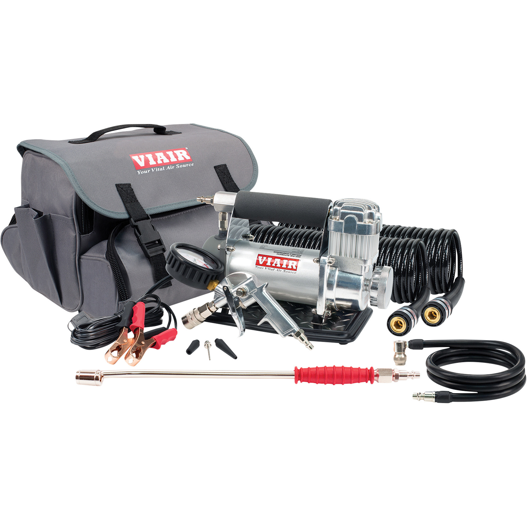 VIAIR Automatic 12 Volt Portable Tire Inflator Kit, 30 Amps, 150 PSI, 2.30 CFM, Model# 400P-RVS